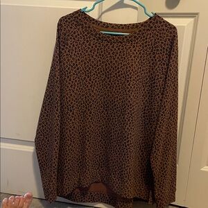 Lou & Grey Brown Leopard Print Long Sleeve Top